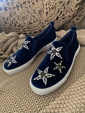 Jessica Simpson rhinestone blue Cleve loafers 8.5 NEW